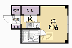 ハーモニーコーポヤマネ 1Kの間取図画像