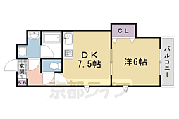 デュ四条 1DKの間取図画像