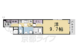 オーサム ヴィレッジ 京都桂 1Kの間取図画像
