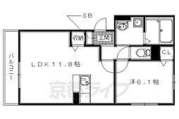 Raffine木幡 1LDKの間取図画像