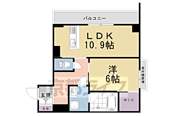 エスポワールK2 京都駅西 1LDKの間取図画像