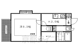カリン 1Kの間取図画像