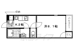 レオネクスト若文 1Kの間取図画像