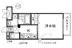 フルール東寺 1Kの間取図画像