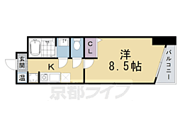 シャトーボヌール 1Kの間取図画像