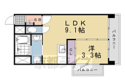 Clair京都桂川 1LDKの間取図画像