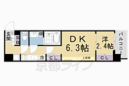 ソルテラス京都洛南 1DKの間取図画像