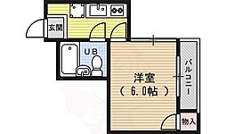 グロリアス杉本 2階1Kの間取り