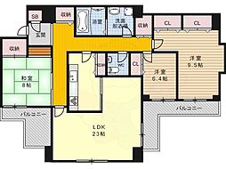 ハイランドコート錦 3階3LDKの間取り