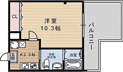 フラッティ円町北 7階1Kの間取り