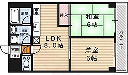 ライオンズマンション堀川 11階2DKの間取り