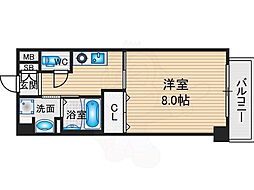 グランドプレア 2階1Kの間取り