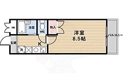 グランドール中蔵 2階1Kの間取り