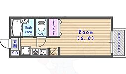 ガーデンハイツ西向日 2階1Kの間取り