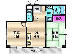 タウンコーポくつかけ 2DKの間取図画像