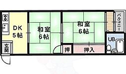 御陵ハイツ 2階2Kの間取り