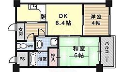 コスモハイツONO 4階2DKの間取り