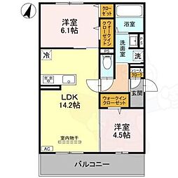 GRAMM奥海印寺　EAST 3階2LDKの間取り
