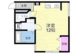 京都地下鉄東西線 御陵駅 徒歩2分の賃貸マンション 3階ワンルームの間取り