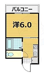 ラ・フォンテ御所西 2階1Kの間取り