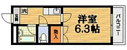 京阪本線 丹波橋駅 徒歩10分の賃貸マンション 3階1Kの間取り