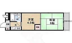 グランディール嵯峨 2階2Kの間取り