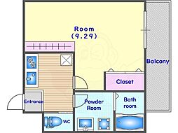 阪急京都本線 西京極駅 徒歩13分の賃貸マンション 1階1Kの間取り