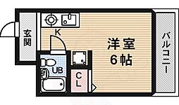 カーサ栗栖 1階ワンルームの間取り