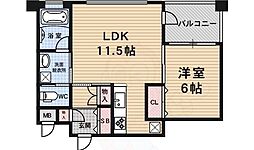 リーガル京都烏丸通り 9階1LDKの間取り