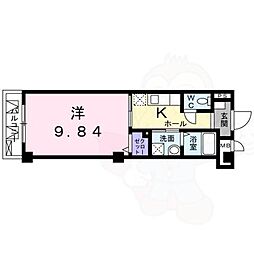 La・KIYAMIYASSO 2階1Kの間取り