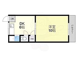 原荘苑 2階1DKの間取り