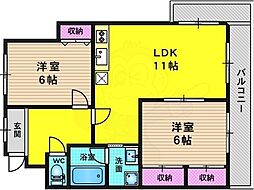 ヴェルドミール桂坂 1階2LDKの間取り