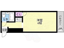 マンション栄光 4階1Kの間取り