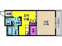坪内マンション 1DKの間取図画像