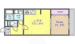 ホームズネオ桂 2階1LDKの間取り