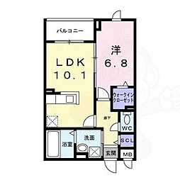 アーバンコート堀川西 3階1LDKの間取り