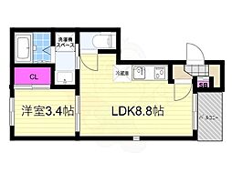 エーデルシュタイン花園伊町 3階1LDKの間取り