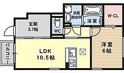 モダンコートWEST 1階1LDKの間取り