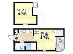 サンライズ十条 1階1Kの間取り