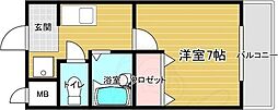 カームハウス嵯峨野 1階1Kの間取り
