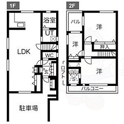 野添1丁目貸家 1階3SLDKの間取り