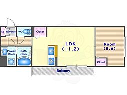 仮称)右京区嵯峨野芝野町ハイツ 3階1LDKの間取り
