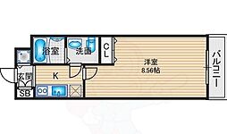 エクセレント二条城北 2階1Kの間取り
