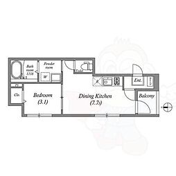JR山陰本線 円町駅 徒歩10分の賃貸アパート 1階1DKの間取り