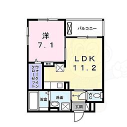 シャルマン唐橋南2 3階1LDKの間取り