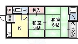 第一晴風荘 3階2Kの間取り