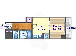 ライオンズマンション五条大宮第2 1階1DKの間取り