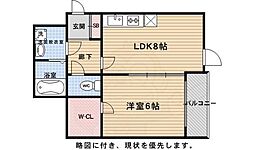 CASA GRAN 西院 2階1LDKの間取り