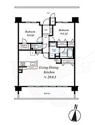 パデシオン京都七条ミッドパーク 4階2LDKの間取り