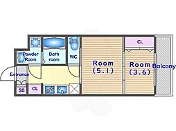 クレストタップ京都丹波口 4階2Kの間取り